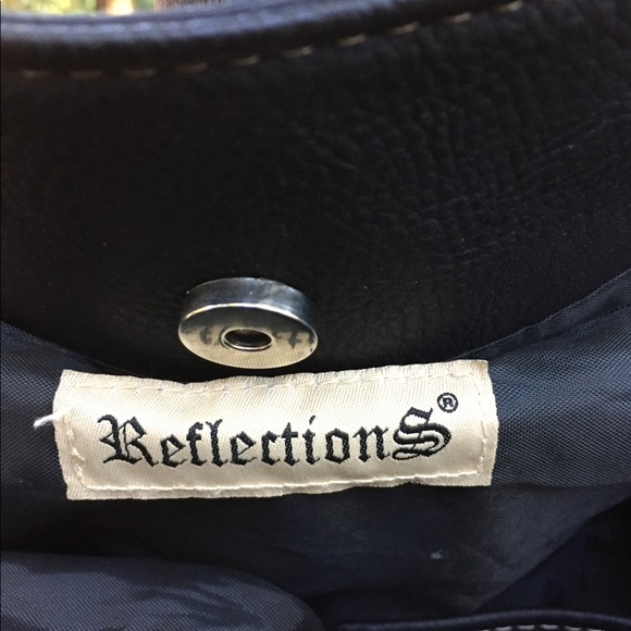 Reflections large black tote curved  black leather shoulder bag - Picture 3 of 6